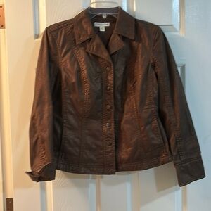 Women’s copper metallic jacket with snaps .  Coldwater Creek.    size petite 6